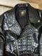 Мужская куртка из кожи крокодила черного цвета, косуха , мото куртка - JT-124