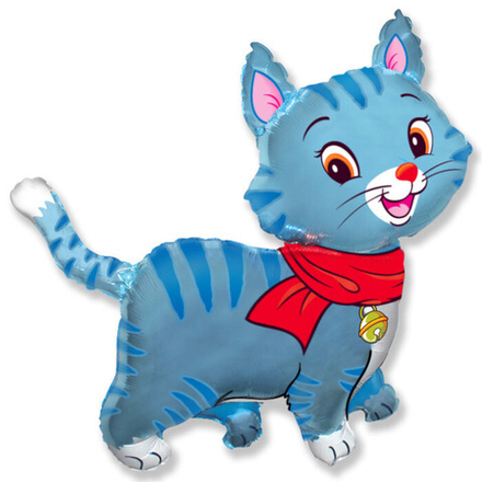 F Фигура, Мой милый котенок в шарфике, голубой, 37"/94 см, 1 шт.