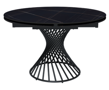 Стол ЛАВА, керамический раздвижной круглый D120-180х76 Black Gold матовый / черный муар