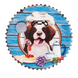 Фигурка декоративная (магнит) "Собачка-кок" d=7см. b=0.5см. (6видов) (min12) (керамика) (подарочная