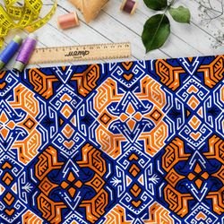 Ткань ниагара оранжевый египетские узор