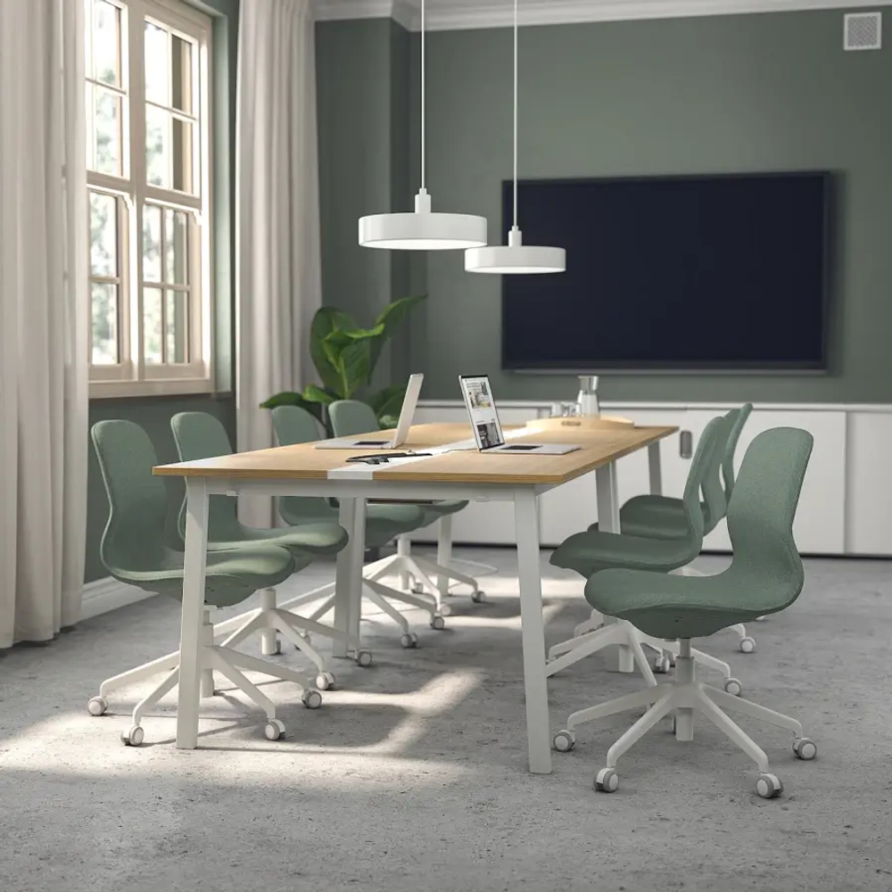 Стол для переговоров - MITTZON IKEA /ИКЕА МИТТЗОН , 108х140х75 см, светло-коричневый/белый
