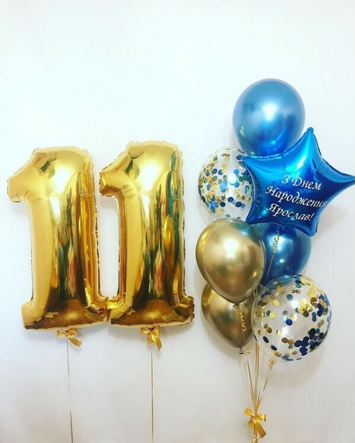 Композиция из шаров в Золотом Цвете с Конфетти