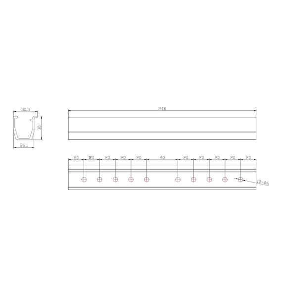 UI-SS04-240-30 Мини-рейл высота 30 мм, длина 240 мм, фото №844914768