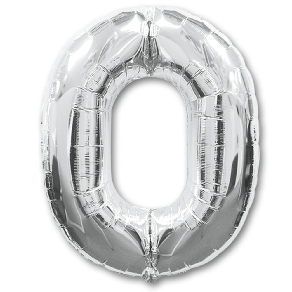 Шар фольгированный Цифра 0 87 см (Серебряный)