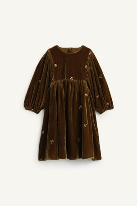 ZARA ПЛАТЬЕ С ВЫШИВКОЙ, ЗЕЛЕНЫЙ
