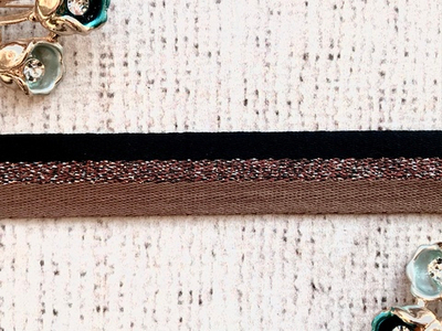 Лента лампасная, ш. 1,5 см, коричневый с чёрным