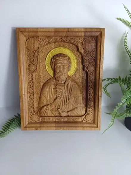 Освященная Икона Св. Евгений Севастийский, дуб 26,5х22 см