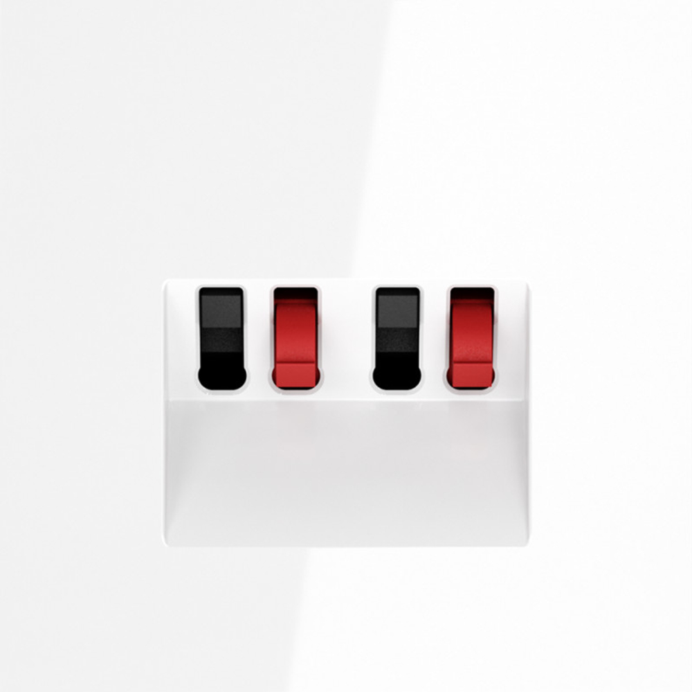 Розетка акустическая встраиваемая VOLTUM S70 4-местная, (белый глянцевый)