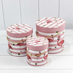 Коробка 18х17.2 см Набор 3 шт "Фламинго на полосатом фоне" (Розовый)