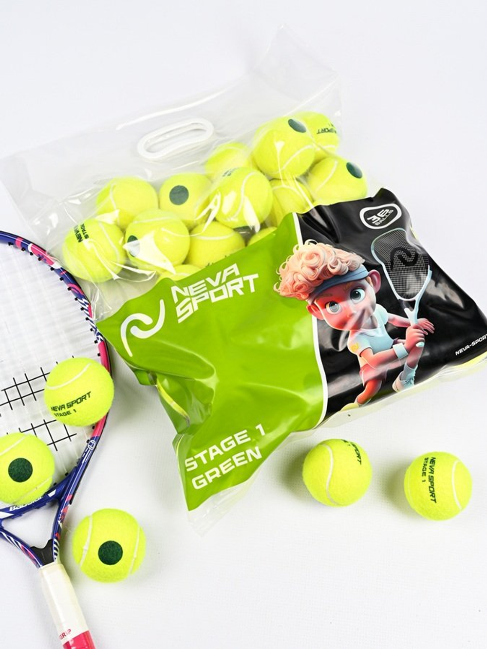 Мячи для тенниса детские NEVA SPORT GREEN (1x36)