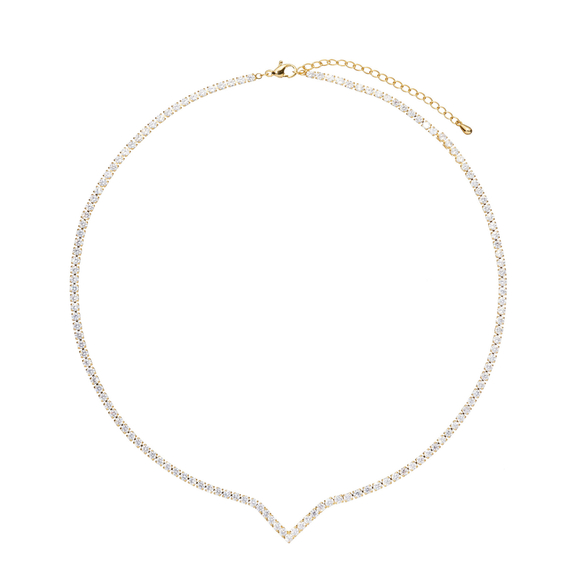 Колье-галка, полоса цирконов, золото