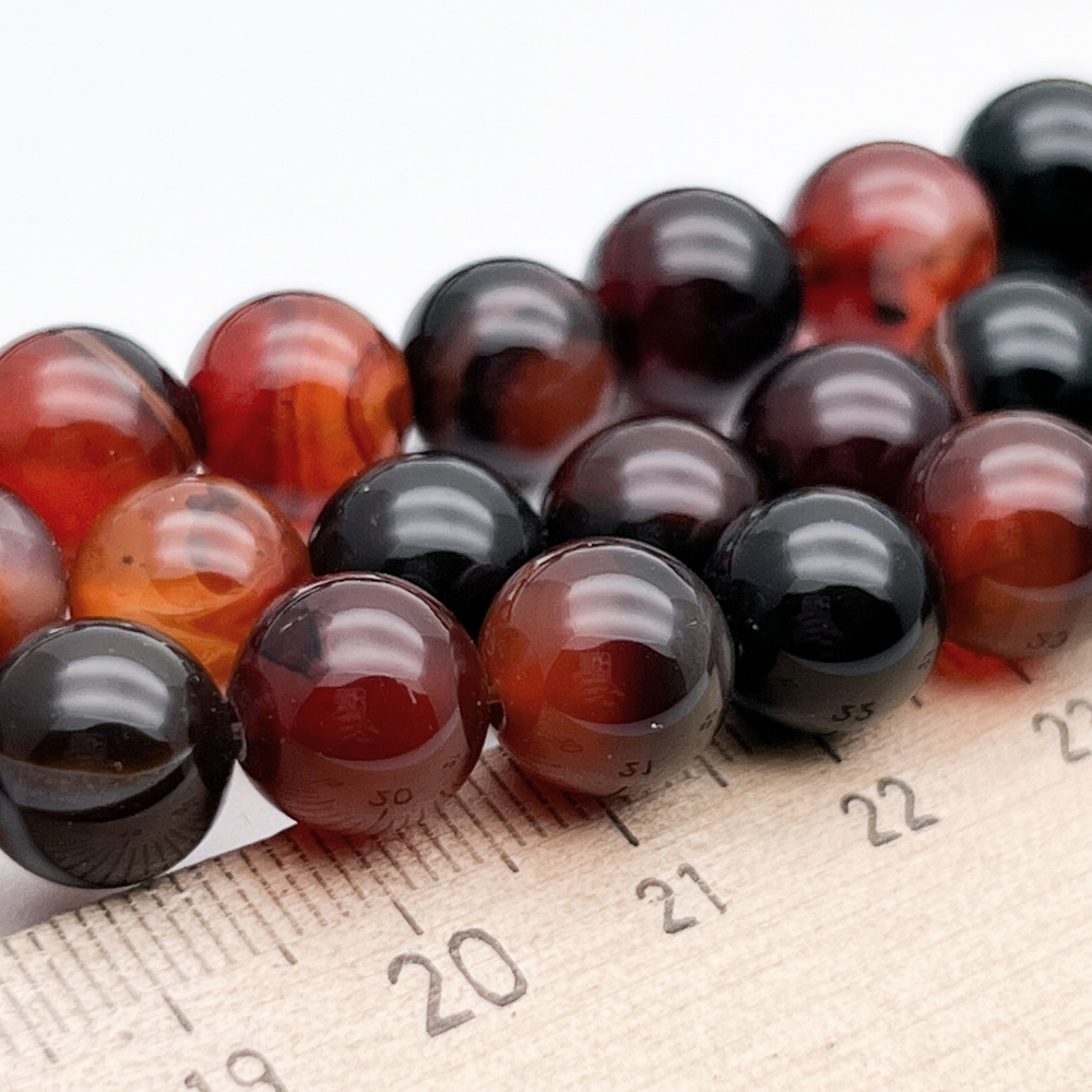 Агат тонированный черно-коричневый бусины, диаметр около 10,1-10,3 мм, цена за 18-19 шт (1/2 нити)
