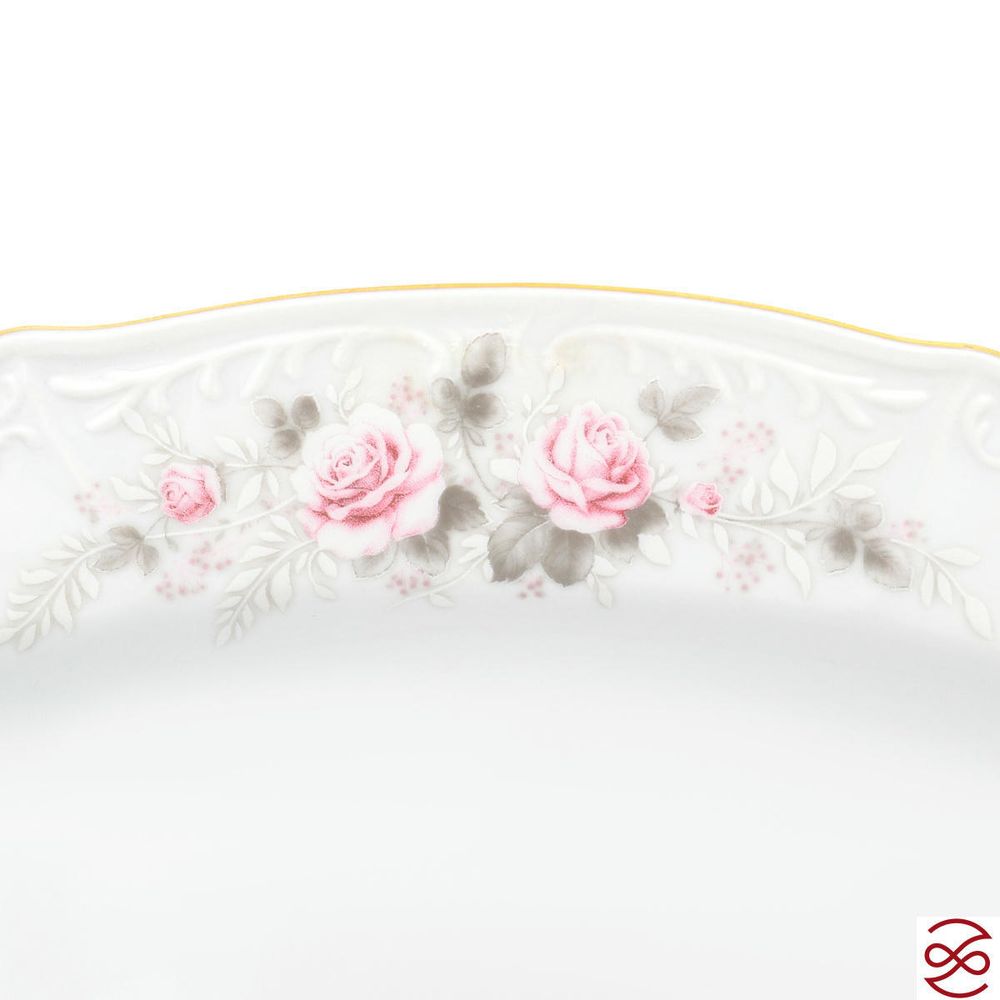 Блюдо овальное Bernadotte Серая роза золото 36 см
