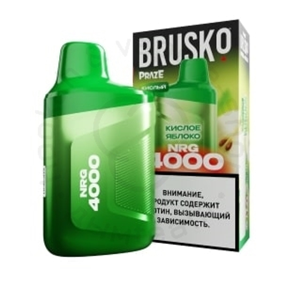 Одноразовая ЭС BRUSKO NRG 4000 с ароматом кислого яблока, 20мг/см3, 3,3 мл. (М)