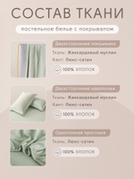 КПБ на резинке Сатин Aurora Veil AVR005, Евро, наволочки 50-70 2 шт, простынь 140*200*25