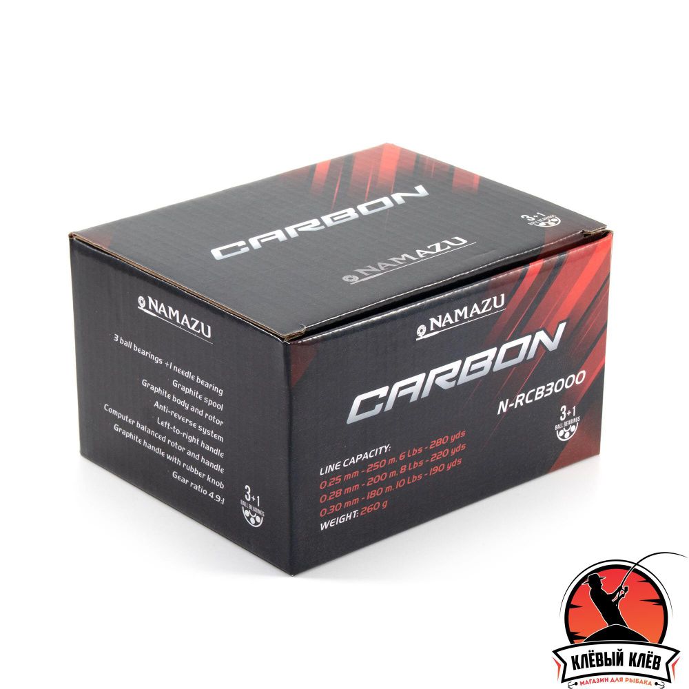 Катушка безынерционная Namazu Carbon CB3000, 3+1 подш., пласт. шпуля
