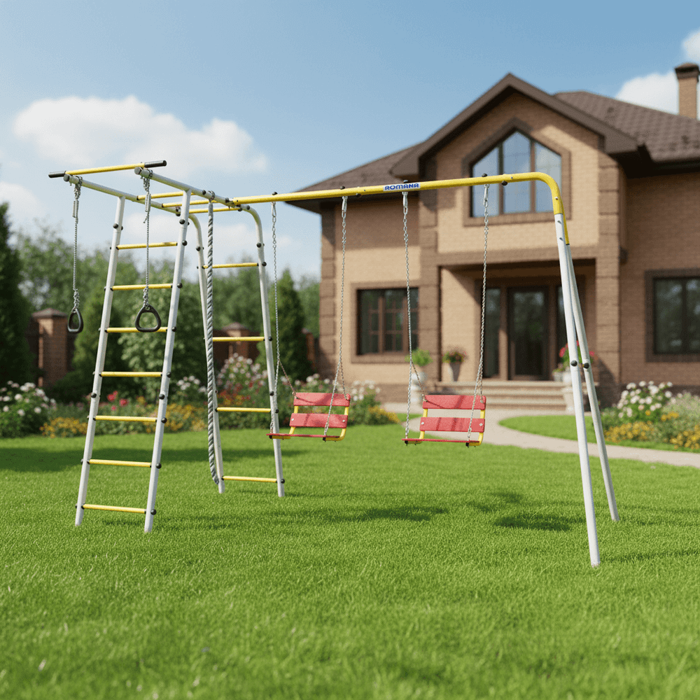ROMANA Полянка Плюс 2 (желтый/серый) (с пластиковыми качелями)