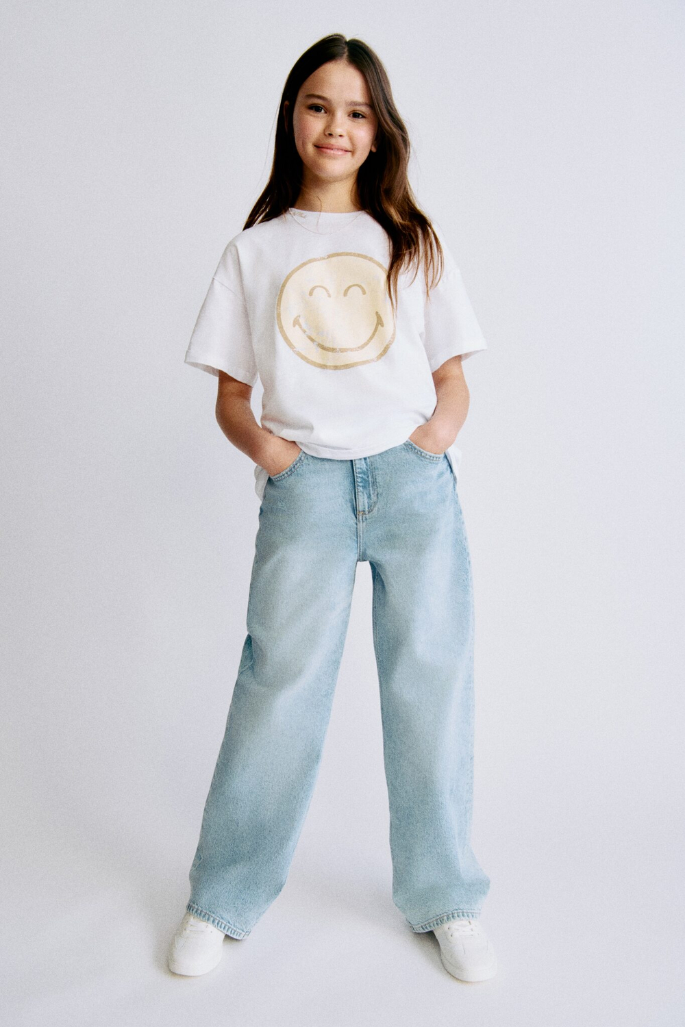 H&M Футболка оверсайз с принтом, белый