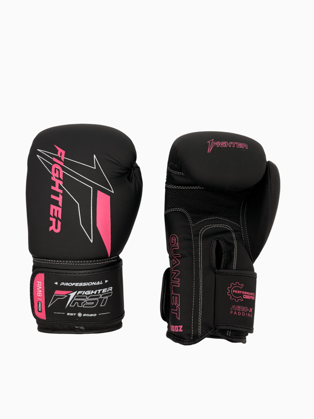 Перчатки боксерские Fighter черно-розовые