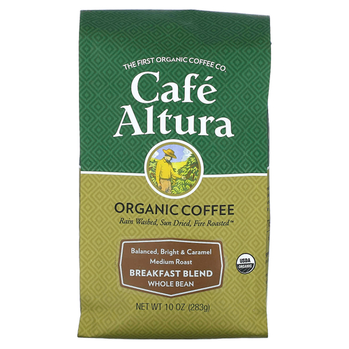Cafe Altura, Organic Coffee, смесь для завтрака, цельные зерна, средняя обжарка, 283 г (10 унций)