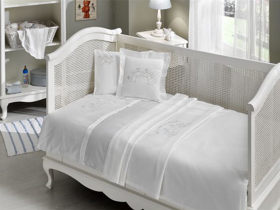 НАБОР ЯСЛИ: Детское  постельное белье с пледом FAMILY BEBE голубой deluxe TIVOLYO HOME Турция