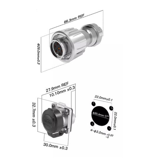 Водонепроницаемый разъем CNLINKO DZ20 2Pin 20A Male+Female IP67