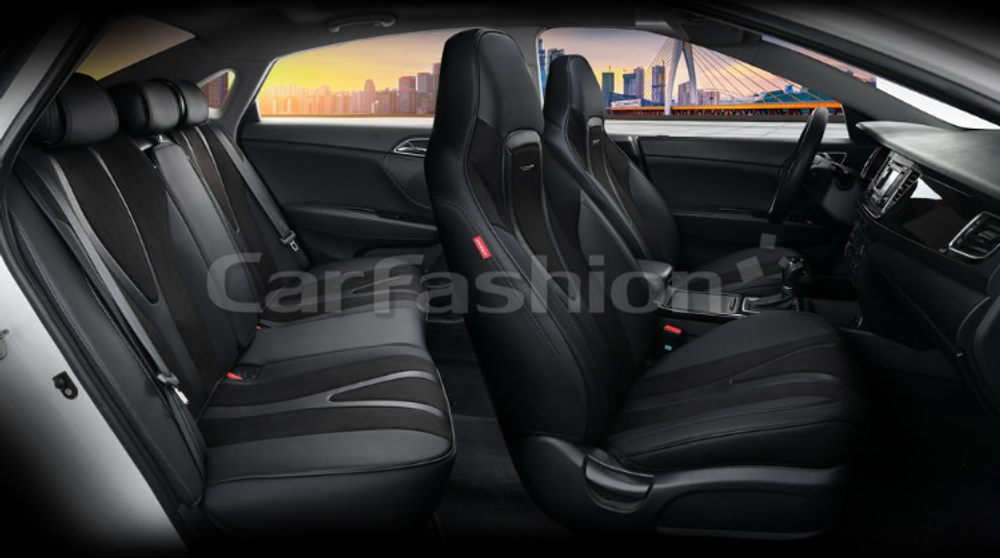 Чехлы на сидения CarFashion каркас 5D«INTEGRAL PLUS» 27243 -Экокожа черный/черный/карбон