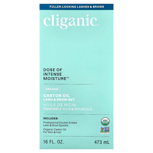 Cliganic, Dose of Intense Moisture™, набор для бровей и ресниц с органическим касторовым маслом, 473 мл (16 жидк. унций)