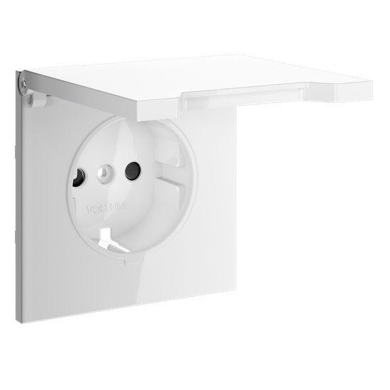 Накладка для розетки с заземлением, защитными шторками и крышкой, S70 (белый глянцевый)