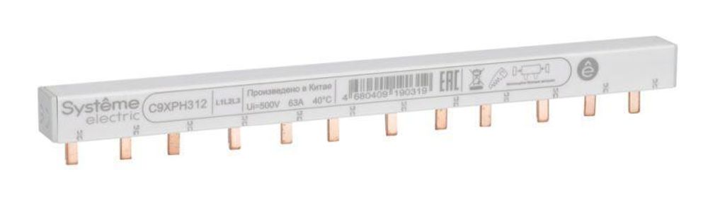 Шинка гребенчатая 3п (L1L2L3) 63А 12мод. 18мм SE C9XPH312