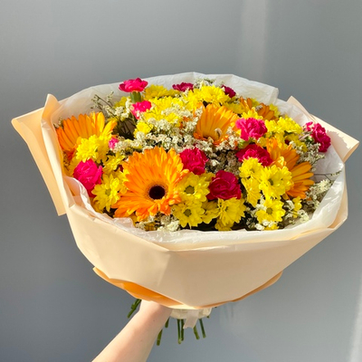 Букет Микс (Герберы, Хризантема, Гвоздика)