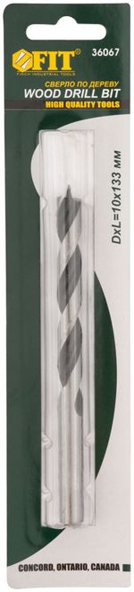 36067 Сверло по дереву, CrV Профи 10 мм FIT