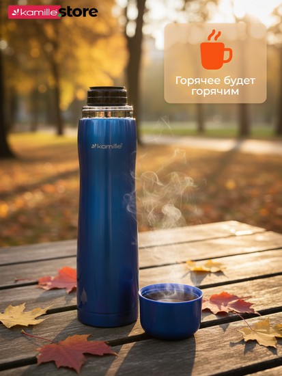 Термос 1 литр из нержавеющей стали Kamille KM 2000A