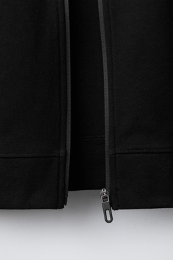 ZARA СПОРТИВНАЯ ТОЛСТОВКА НА МОЛНИИ ИЗ ТКАНИ ИНТЕРЛОК, ЧЕРНЫЙ