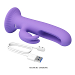 Сиреневый вибратор-кролик 17,5см c функцией фингеринга Pretty Love Killmoulis Rabbit Vibrator BW-500064
