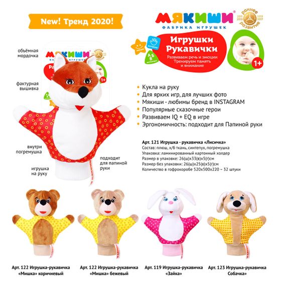 Игрушка-рукавичка &quot;Лисичка&quot; Мякиши
