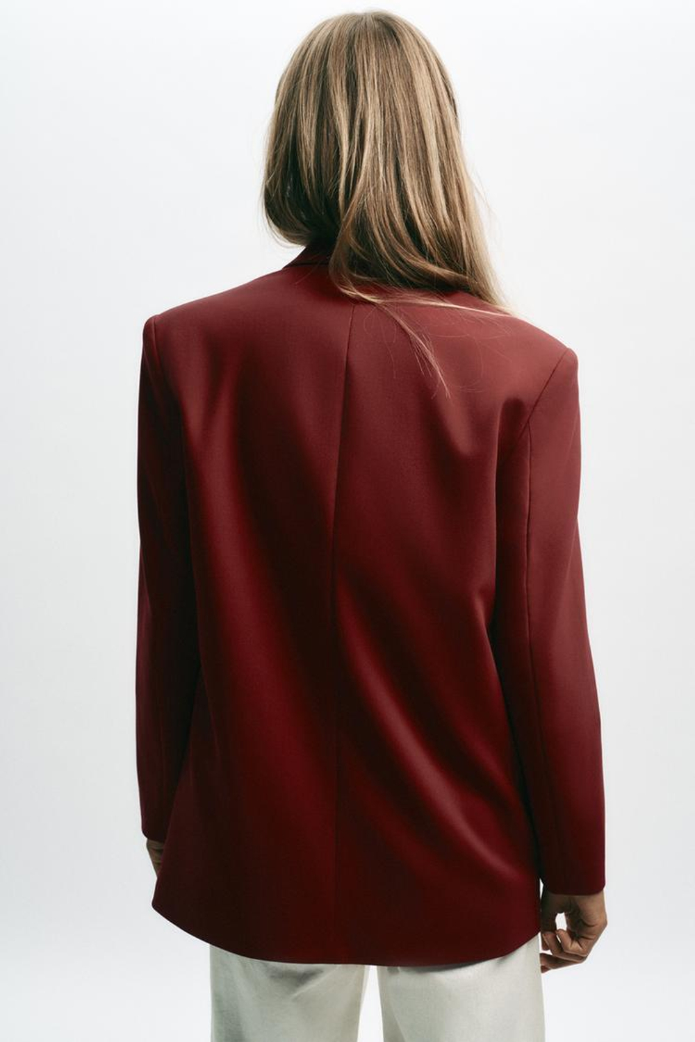 ZARA ДВУБОРТНЫЙ БЛЕЙЗЕР ОВЕРСАЙЗ, БУРГУНДИ