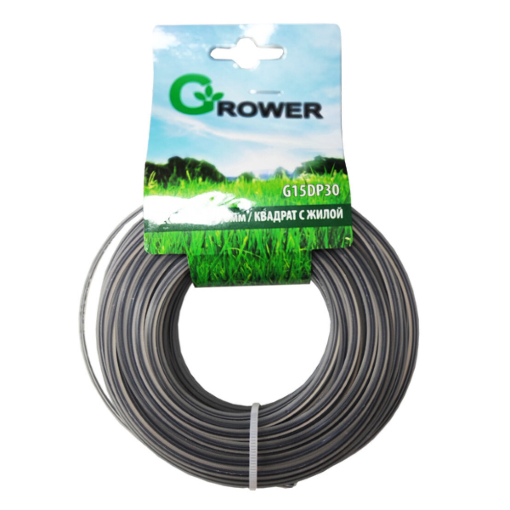 GROWER Леска для триммера 3мм квадрат с жилой длина 15м G15DP30