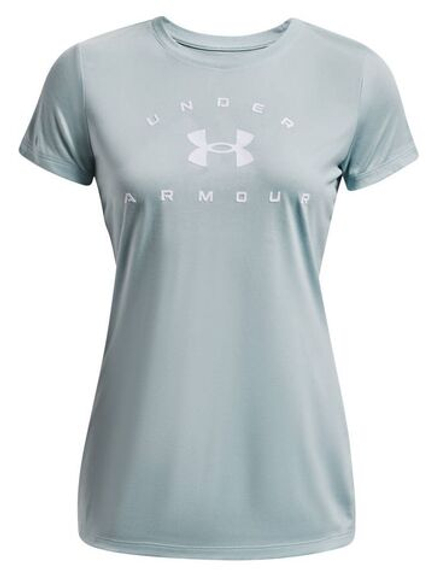 Женская теннисная футболка Under Armour Women's UA Tech™ Solid Logo Arch Short Sleeve - breaker blue/white