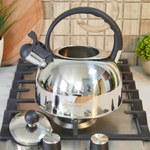 Чайник 2,5л нерж со свистком, с черной бакелитовой ручкой