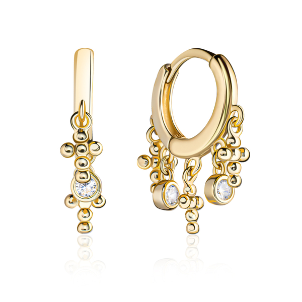 Серьги мини кольца крестики