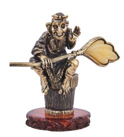 AM-4226 Фигурка «Баба Яга Привал» (латунь, янтарь)