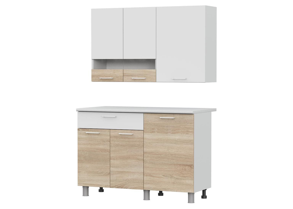 Кухонный гарнитур КГ-1 (Белый/Дуб Золотой/Чёрный) 1800