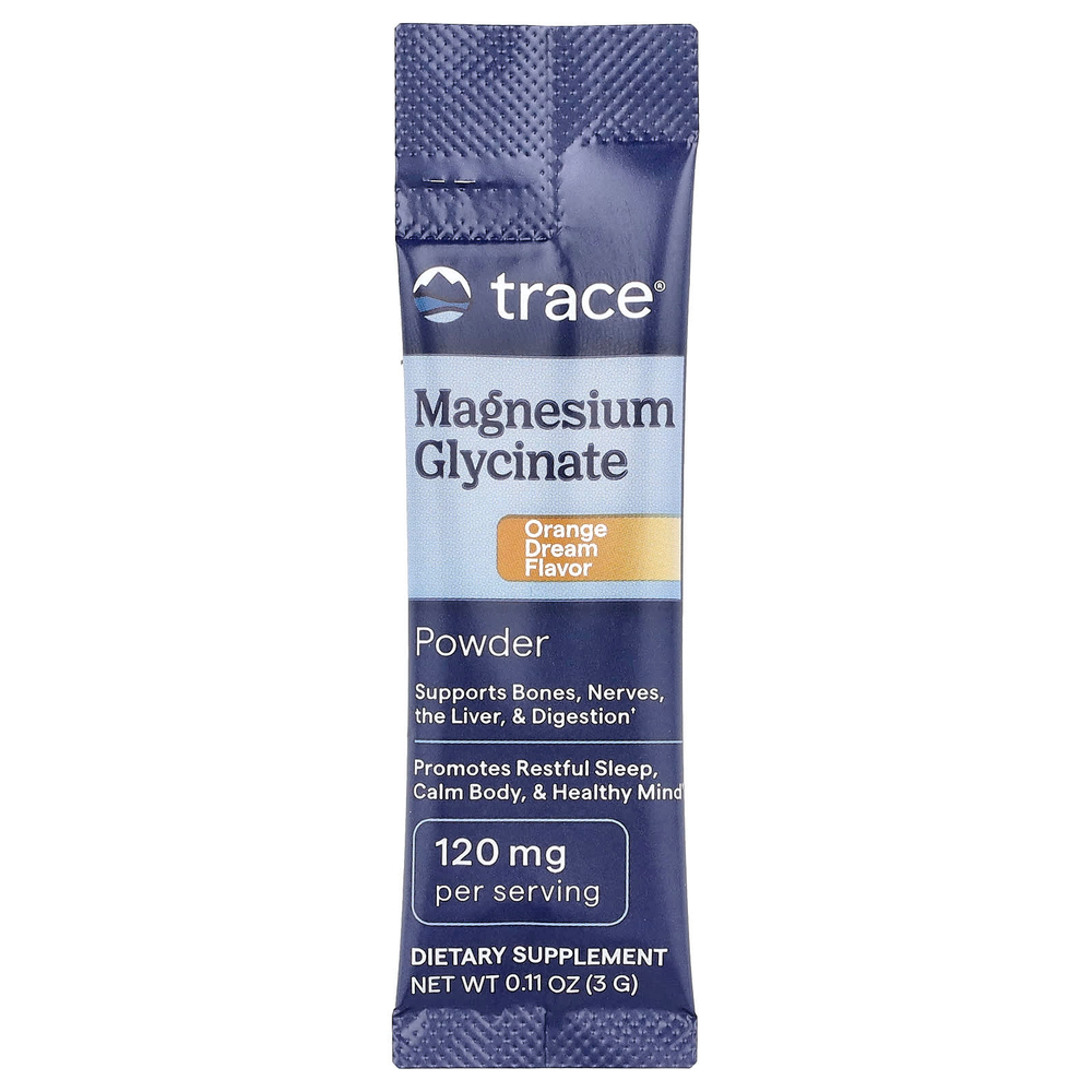 Trace, глицинат магния, в порошке, со вкусом апельсина, 30 пакетиков по 3 г (0,11 унции)