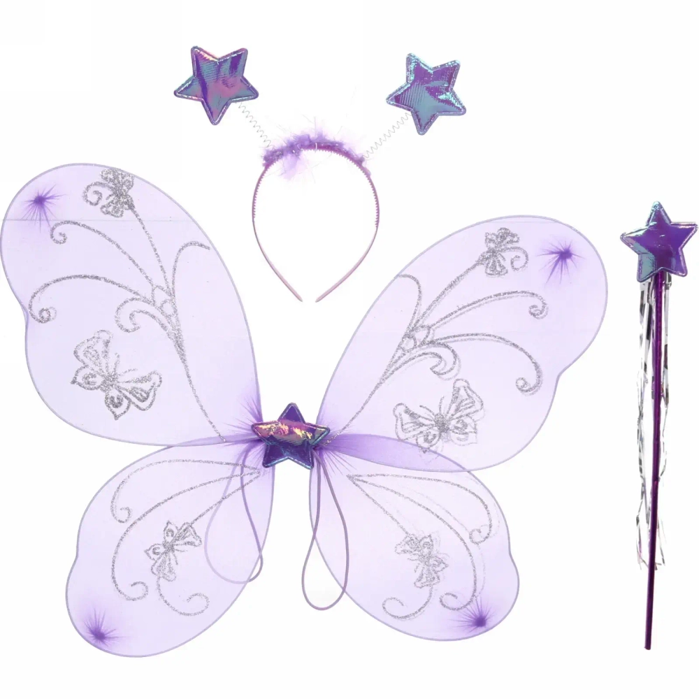 Карнавальный набор (крылья, ободок, палочка) «Фея Рассвет» (крылья 43*40 см), Сиреневый