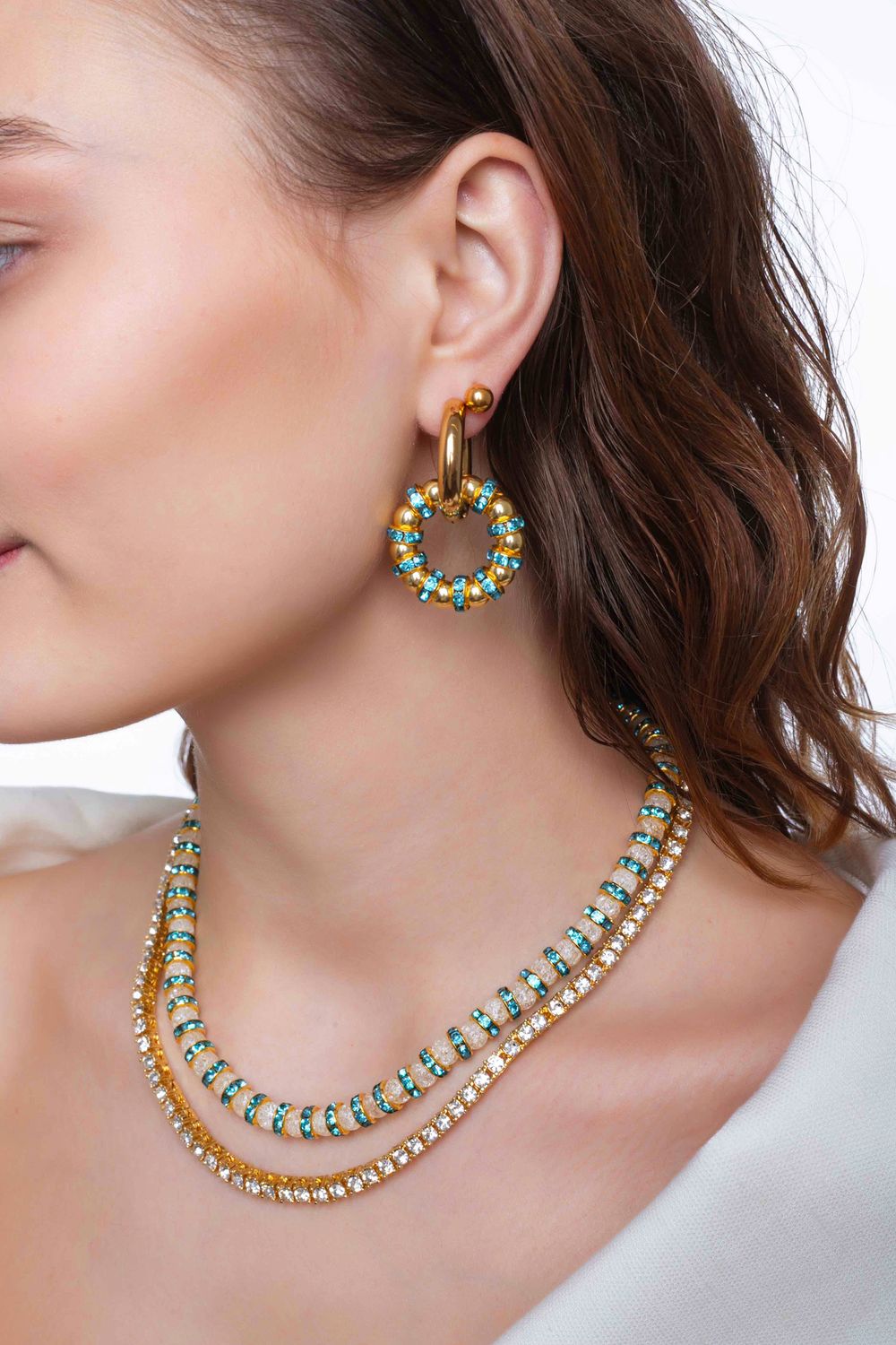 Подвеска кольцо из бусин с инкрустированным разделителем ( hematite )