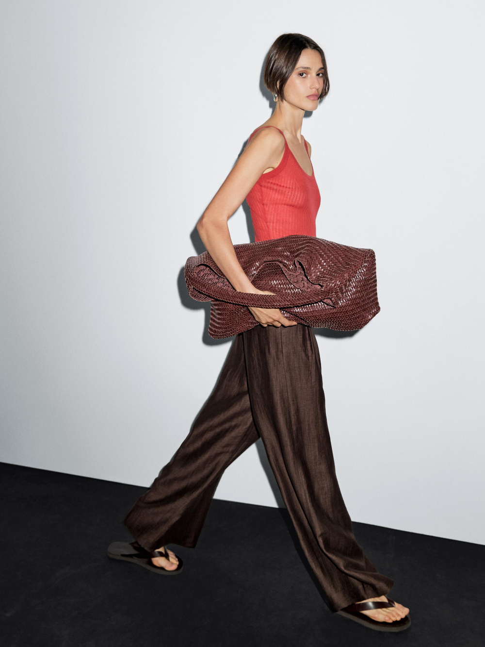 Massimo Dutti Широкие брюки, коричневый