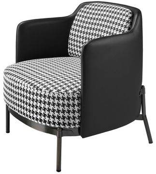 Кресло 5139 из черно-белой ткани и черной экокожи Испания 