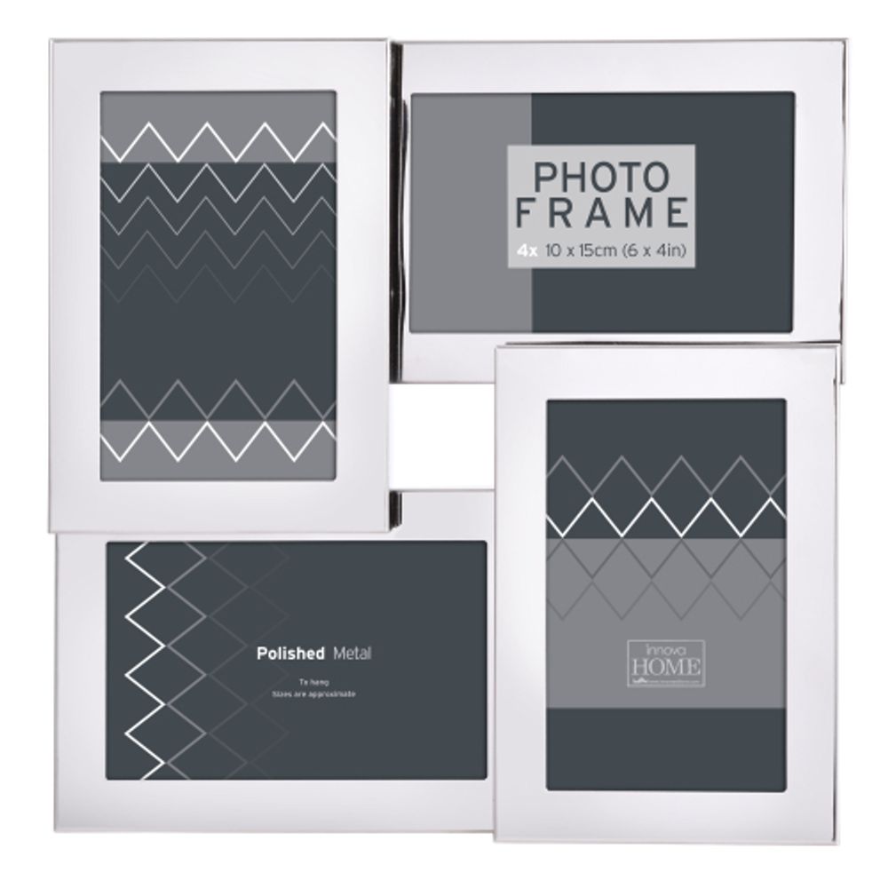 Innova PI08005 фоторамка 4 фото 10*15 Multi Opening SS серебро, металл | Innova